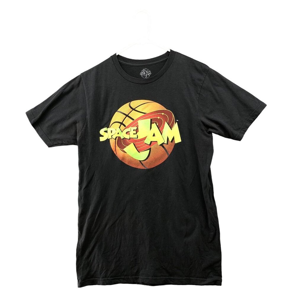 Space Jam Graphic T Shirt Size M Black Short Sleeve Vintage Logo Crewneck